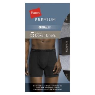 Hanes Premium Mens 5pk Boxer Briefs   Black/Grey   L