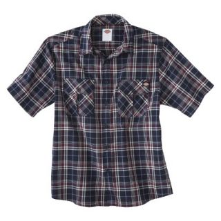 Dickies Mens Short Sleeve Button Down   Navy Plaid S