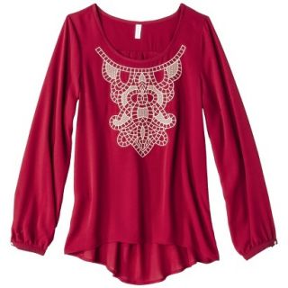 Xhilaration Juniors Embroidered Top   Red XS(1)