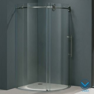 Vigo 40 X 40 Frameless Round 5/16 Clear Shower Enclosure Right sided Door