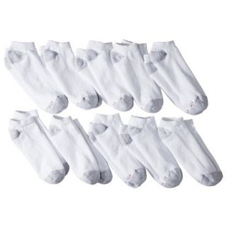 Hanes Premium Mens 10pk Low Cut Cushion Socks   White