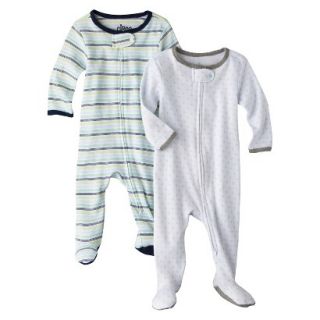 Circo Newborn Boys 2 Pack Stripe/Print Sleep N Play   Grey/Blue 0 3 M