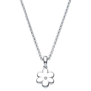 Little Diva Sterling Silver Diamond Accent Flower Pendant Necklace   Silver