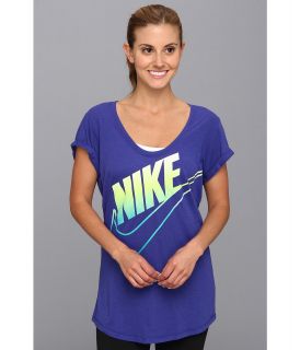 Nike Oversized Futura Fade Tee Womens Short Sleeve Pullover (Blue)
