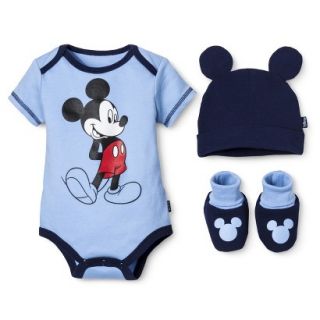 Disney Newborn Boys 3 Piece Mickey Mouse Gift Set   Blue 0 6 M