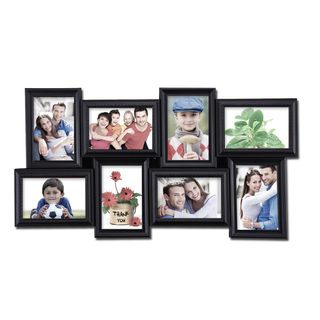 Adeco Black Plastic Wall Hanging 8 photo Collage Picture Frame Black Size 4x6