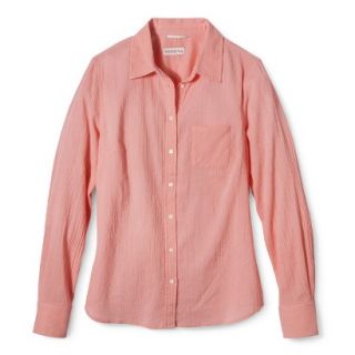 Merona Womens Favorite Button Down Gauze Shirt   Moxie Peach   XS