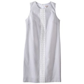 Merona Womens Seersucker Lace Trim Shift Dress   Grey/White   4