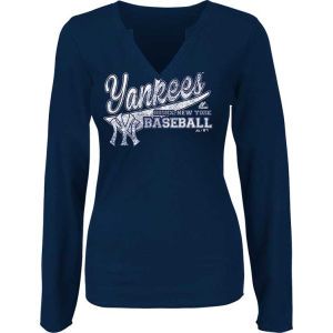 New York Yankees Majestic MLB Womens Locker Room Love Long Sleeve T Shirt