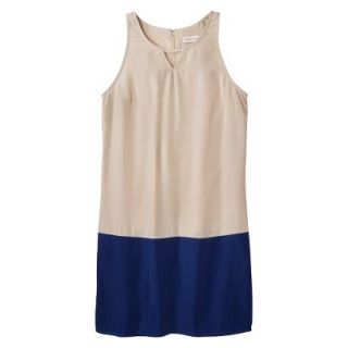 Merona Womens Colorblock Hem Shift Dress   Hamptons Beige/Waterloo Blue   XXL