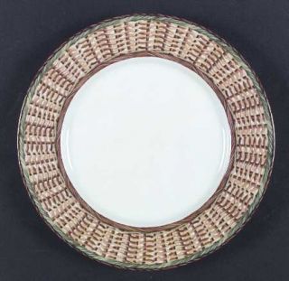 Laure Japy Marche Aux Herbes Dinner Plate, Fine China Dinnerware   Green & Tan B