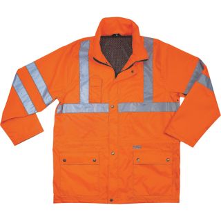 Ergodyne High Visibility Class 3 Rain Jacket   Orange, Large, Model 8365