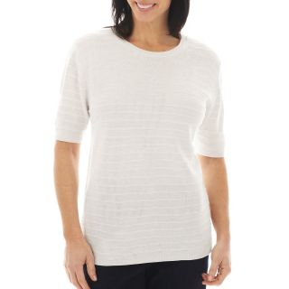 Alfred Dunner Greenwich Circle Short Sleeve Sweater Shell, White, Womens