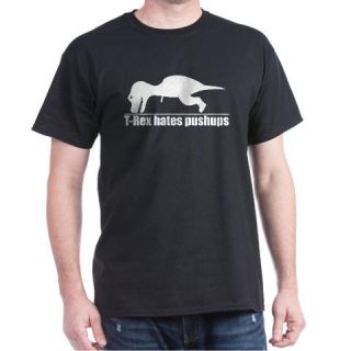  T Rex Hates Pushups, Funny Dinosaur Dark T Shirt