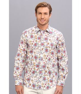 Report Collection Long Sleeve Print Shirt w/ Fancy Detail Mens Long Sleeve Button Up (White)