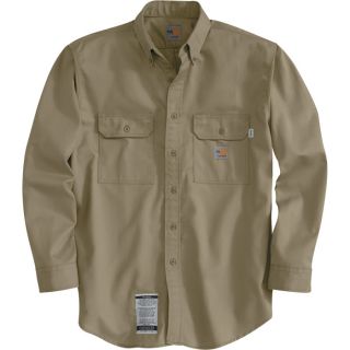 Carhartt Flame Resistant Twill Shirt with Pocket Flap   Khaki, X Large, Regular