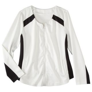 Mossimo Womens Plus Size Zip Front Scuba Jacket   White/Black 3