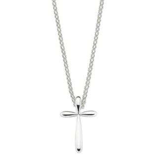 She Sterling Silver Tapered Cross Pendant Necklace Silver