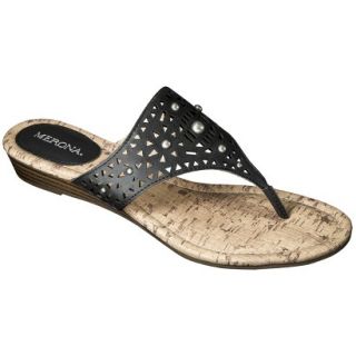 Womens Merona Elisha Perforated Studded Sandals   Black 9.5