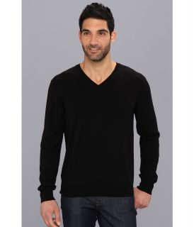 Perry Ellis L/S Cotton Rayon V Neck Sweater Mens Long Sleeve Pullover (Black)