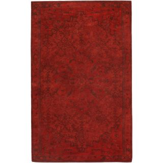 Overdyed Wool Rectangular Rugs, Red