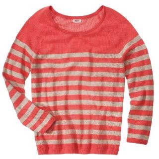 Mossimo Supply Co. Juniors Long Sleeve Mesh Pullover Sweater   Orange/Cream 4