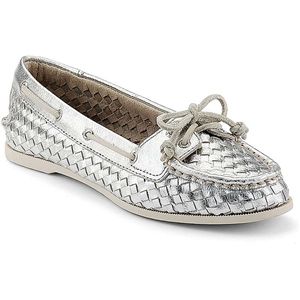 Sperry Top Sider Womens Audrey Silver Woven Shoes, Size 7 M   9862814
