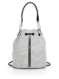 Elizabeth and James Cynnie Perforated Sling Backpack   Extra White  Black