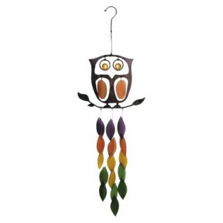 Retro Inspired Owl Glass and Metal Wind Chime