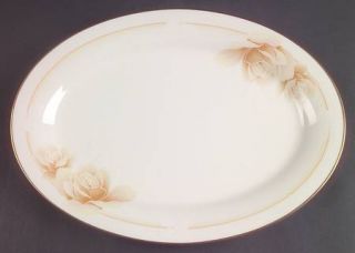 Noritake Devotion 14 Oval Serving Platter, Fine China Dinnerware   Taupe Roses,
