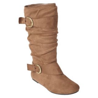 Glaze by Adi Womens Buckle Accent Faux Suede Boot Chestnut  9