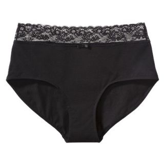 Gilligan & OMalley Womens Cotton With Lace Hipster Brief   Black XS