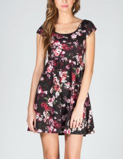 Floral Skater Dress Black Combo In Sizes Large, Medium, X Small, Smal