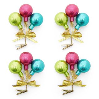 MARTHA STEWART MarthaHoliday Merry and Bright Set of 4 Glass Balloons Christmas