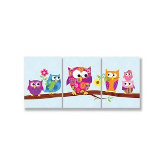 Owls On Branch 3 plaque Wall Art