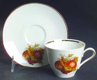 Bareuther & Co Bth4 (1/16 Gold Trim) Flat Cup & Saucer Set, Fine China Dinnerwa