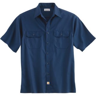 Carhartt Short Sleeve Twill Work Shirt   Navy, XL, Regular Style, Model S223