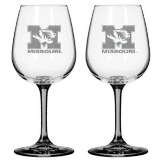 Boelter Brands NCAA 2 Pack Missouri Tigers Satin Etch Wine Glass   12 oz