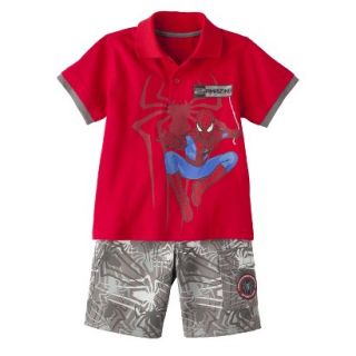 Spider Man Infant Toddler Boys Short Sleeve Polo & Short Set   Red 18 M