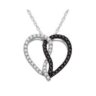 CT. T.W. White & Color Enhanced Black Diamond Heart Pendant, Womens