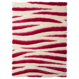 Zebra Eyelash Shag Area Rug   Pink (5x7)