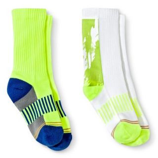Signature GOLD by GOLDTOE Boys 2 Pack Athletic Crew Socks   Drip Green L