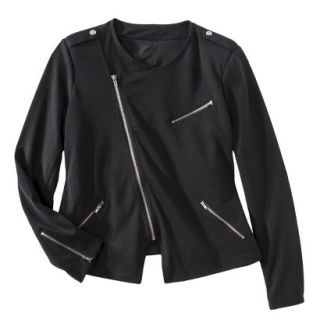 Merona Womens Plus Size Long Sleeve Moto Jacket   Black 1