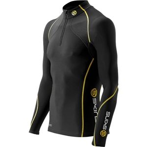 Skins Compression Mens A200 Thermal Long Sleeve Mock Zip Black Yellow , Size L   B60052025