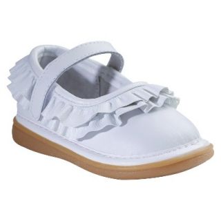 Toddler Girls Wee Squeak Ruffle Genuine Leather Mary Jane Shoes   White 8