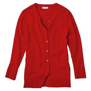 Merona Petites Long Sleeve Crew Neck Cardigan Sweater   Red MP