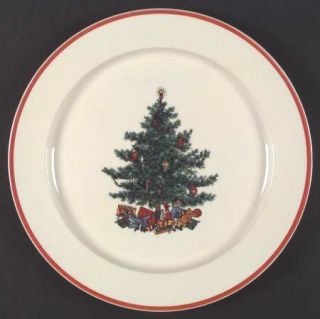 Taylor, Smith & T (TS&T) Holly & Spruce Red Trim Dinner Plate, Fine China Dinner