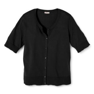 Merona Womens Plus Size Short Sleeve Cardigan Sweater   Black 1X