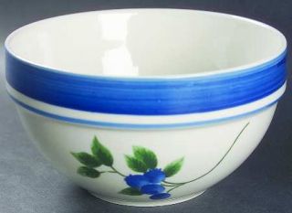 LL Bean Blueberry Soup/Cereal Bowl, Fine China Dinnerware   Blue Bands,Blueberri