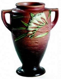Roseville Freesia Tangerine 8 Inch Handled Footed Vase, Fine China Dinnerware  